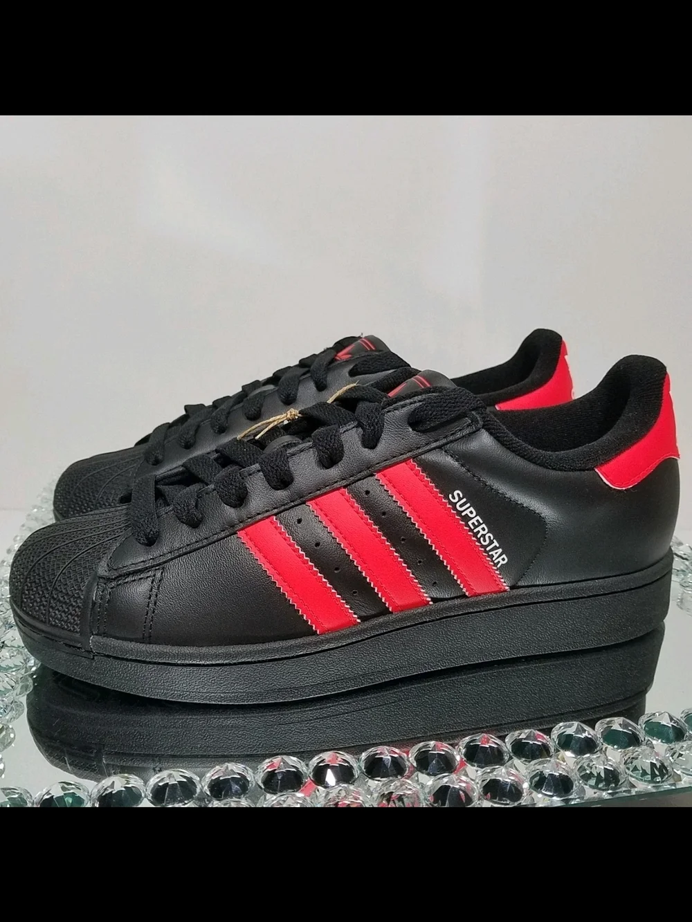 Unisex Adidas Superstar 2 Black Red Leather Sneakers Men’s 11.5